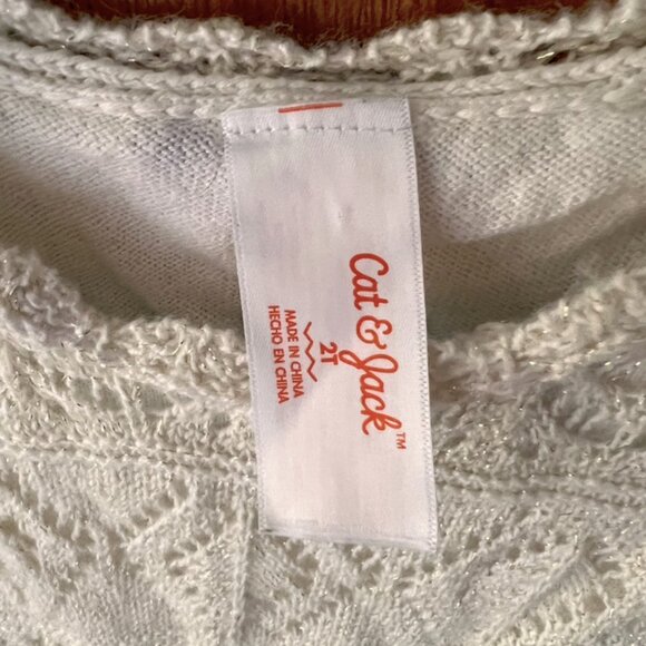 2/$20 Cat & Jack 2T Knit Sparkle Gold & White Dress - Picture 3 of 6